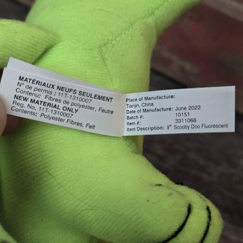 NEW Scooby Doo Neon Green Plush Stuffed Animal 9